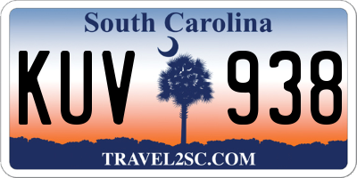 SC license plate KUV938