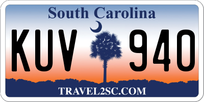 SC license plate KUV940