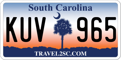 SC license plate KUV965
