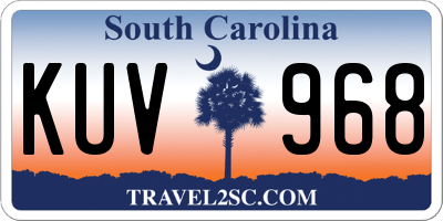 SC license plate KUV968