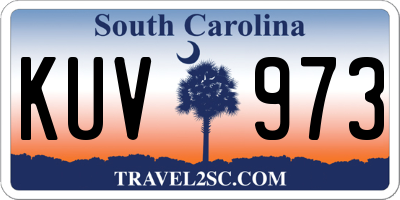 SC license plate KUV973