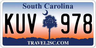SC license plate KUV978