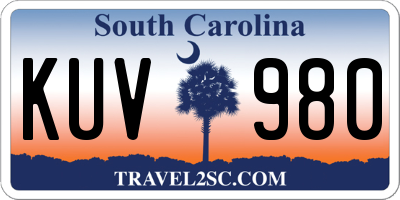 SC license plate KUV980