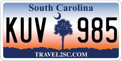 SC license plate KUV985