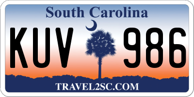 SC license plate KUV986