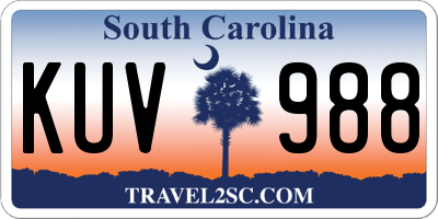 SC license plate KUV988
