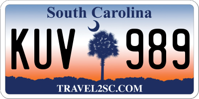 SC license plate KUV989
