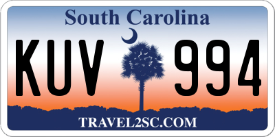 SC license plate KUV994