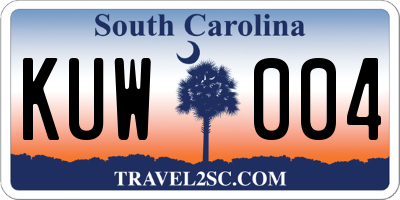 SC license plate KUW004