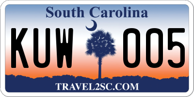SC license plate KUW005