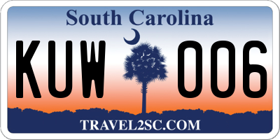 SC license plate KUW006