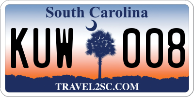 SC license plate KUW008