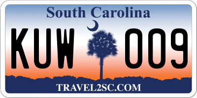 SC license plate KUW009