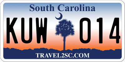 SC license plate KUW014