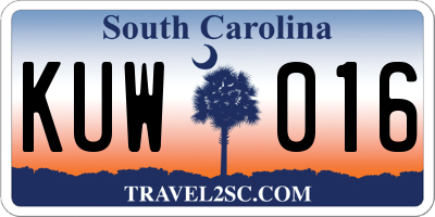 SC license plate KUW016