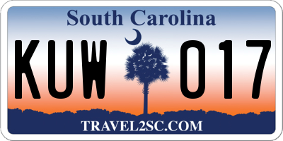 SC license plate KUW017