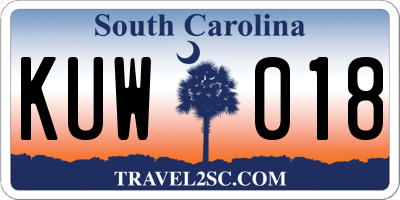 SC license plate KUW018