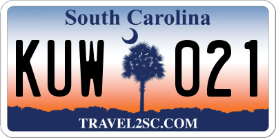 SC license plate KUW021