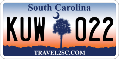 SC license plate KUW022