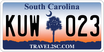 SC license plate KUW023
