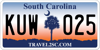 SC license plate KUW025