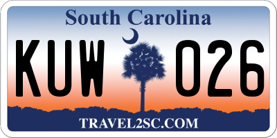 SC license plate KUW026