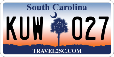 SC license plate KUW027