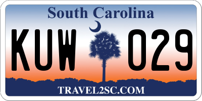 SC license plate KUW029