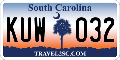 SC license plate KUW032