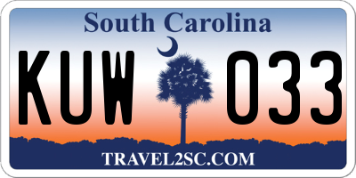 SC license plate KUW033