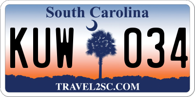 SC license plate KUW034