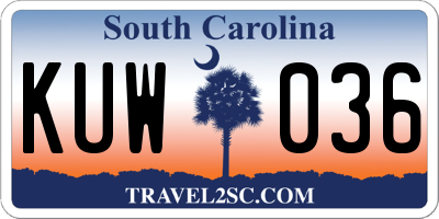 SC license plate KUW036