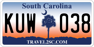 SC license plate KUW038