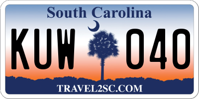 SC license plate KUW040