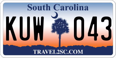 SC license plate KUW043