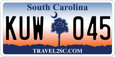SC license plate KUW045