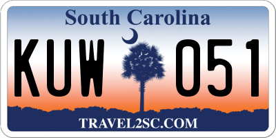 SC license plate KUW051