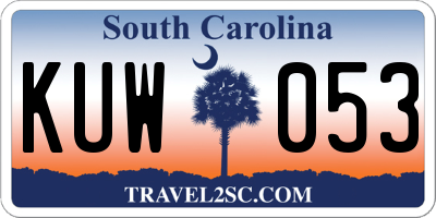 SC license plate KUW053
