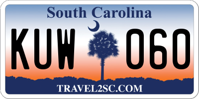 SC license plate KUW060