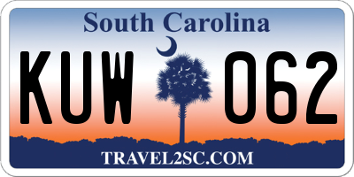SC license plate KUW062