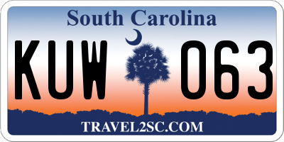 SC license plate KUW063