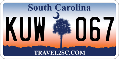 SC license plate KUW067