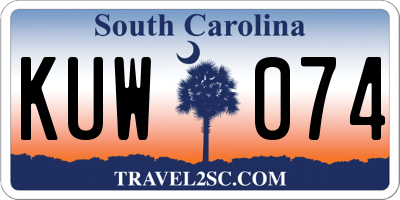 SC license plate KUW074