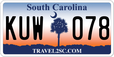 SC license plate KUW078