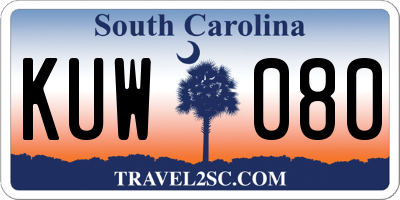 SC license plate KUW080