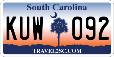 SC license plate KUW092