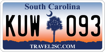 SC license plate KUW093