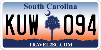 SC license plate KUW094