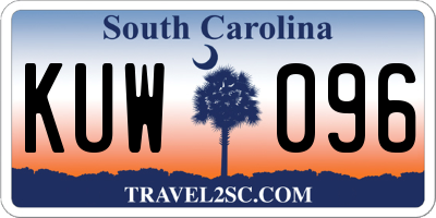 SC license plate KUW096