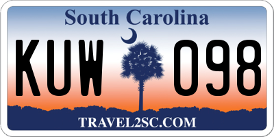 SC license plate KUW098